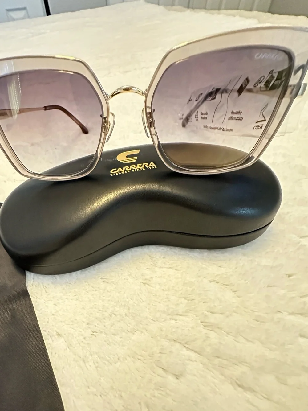 Carrera Women’s Gold Frame Gray Gradient Sunglasses with Subtle Silver Trim